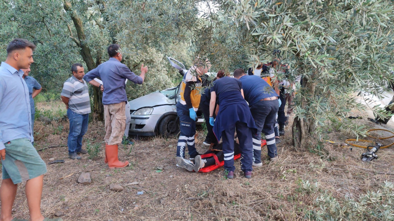 Bursa'da otomobil zeytinliğe daldı: Ölü ve yaralı var