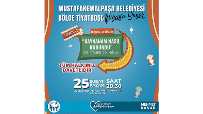 Mustafakemalpaşa Belediyesi Bölge Tiyatrosu sezon açılışı yapıyor