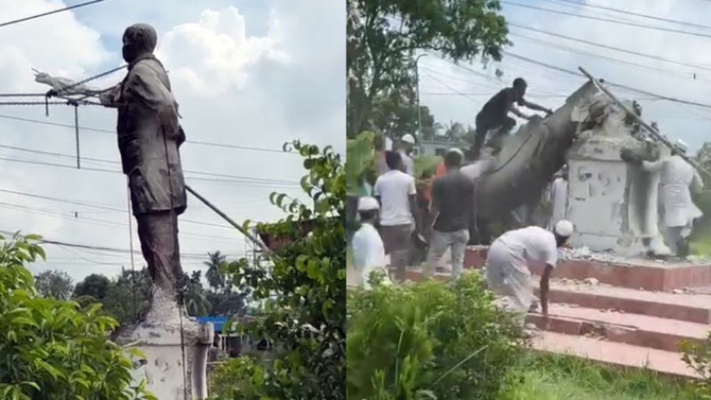 Bangaladeş’te halkın öfkesi dinmek bilmiyor: Mucibur Rahman heykelleri bir bir yıkılıyor