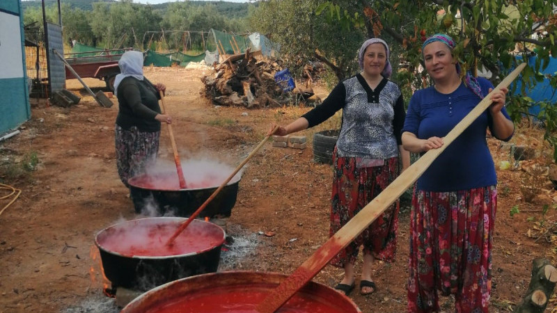 Kışlık salçalar kaynamaya başladı