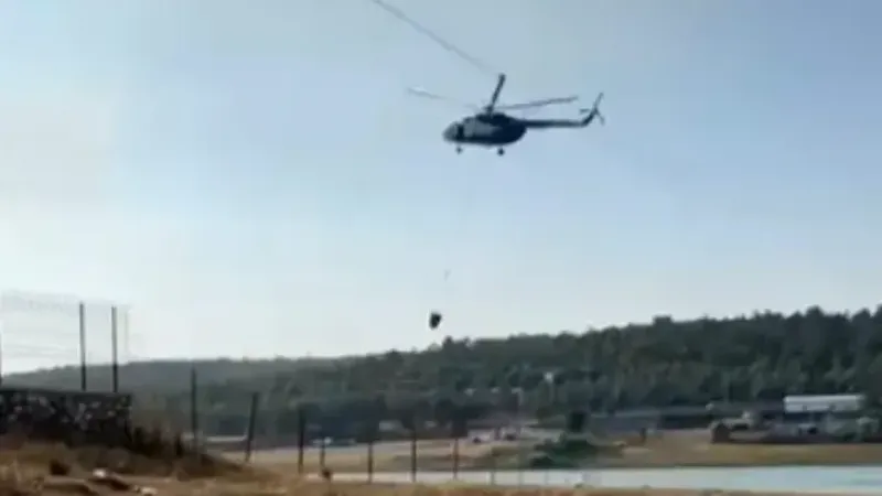 Yangına müdahale eden jandarma pilotundan büyük ustalık